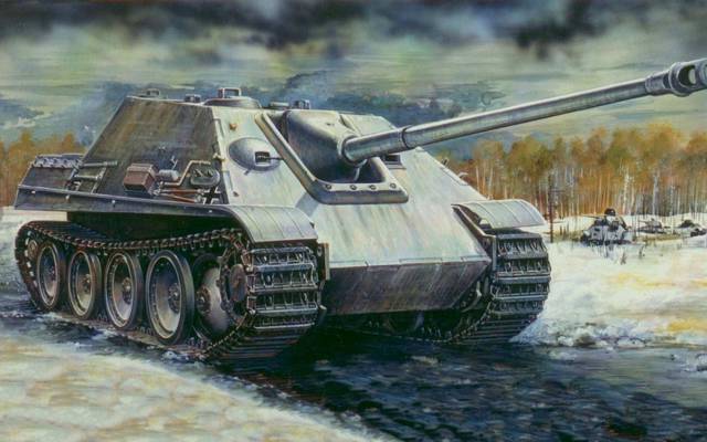坦克战斗机,战争,t-34,冬天,Jagdpanther
