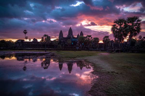 日出,景观,柬埔寨,吴哥窟