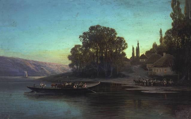 帆布,船,石油,Petr Sukhodolsky,夜景,过境,河流