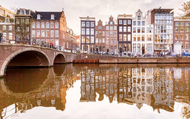阿姆斯特丹,通道,荷兰,反射,桥,家