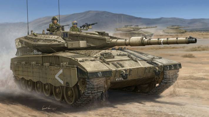 战车,梅卡瓦,以色列,口径,作战,艺术,商标,MG253,坦克,120毫米,Mk III D,枪,...