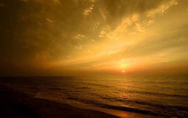 壁纸大海,沙滩,日落