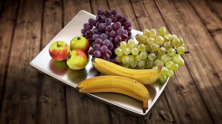 苹果,葡萄,香蕉,水果,托盘