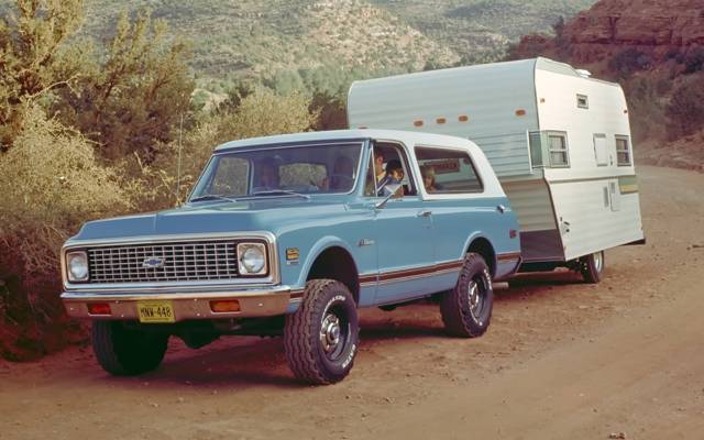 吉普车,大篷车,背景,1972年,雪佛兰。布莱泽,西装外套,前面,雪佛兰,SUV