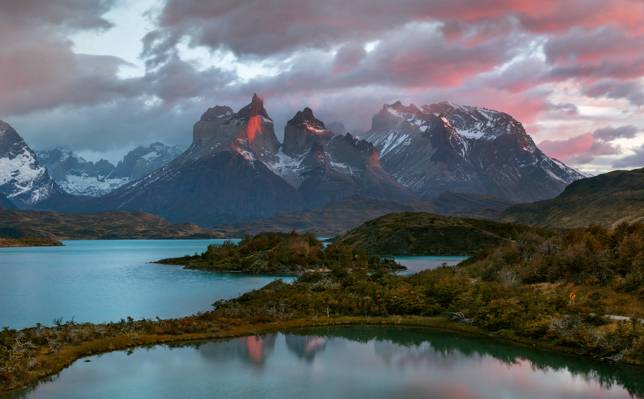 国家公园托雷斯德尔潘恩,智利,巴塔哥尼亚,南美洲,安第斯山脉,四月,傍晚,... ...  - 