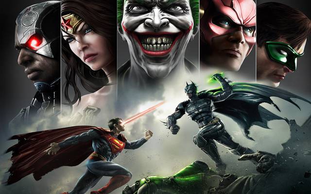 绿色的灯笼,蝙蝠侠,超人,微笑,闪光,神奇女人,不公正：神在我们之间,小丑
