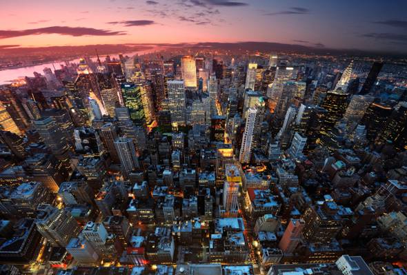 Wallpaper曼哈顿,摩天大楼,纽约市,城市,灯,美国,晚上,建筑,光,纽约市,家,...