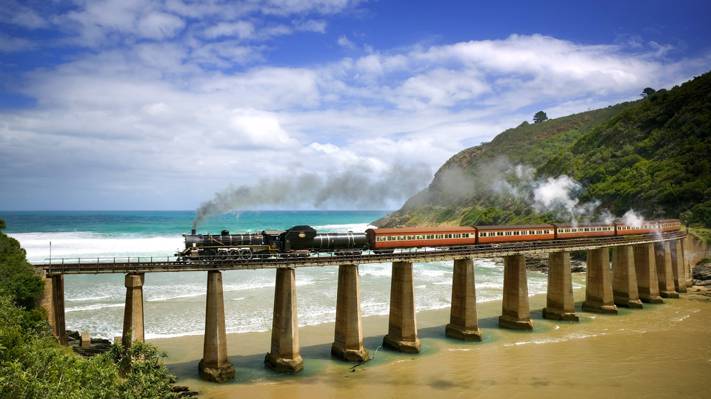 海,桥,发动机,铁路