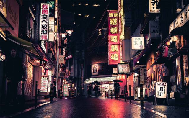日本东京街头迷人夜景