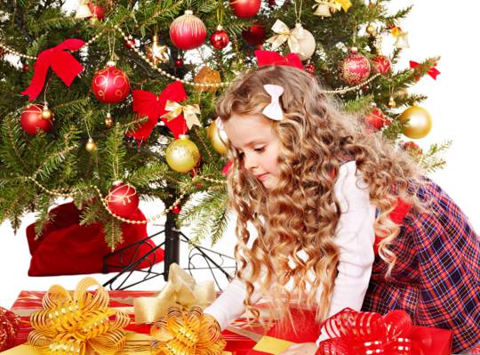 壁纸的女孩,新年,礼物,儿童,孩子,玩具,框,卷发,树,圣诞节