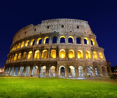 古罗马圆形竞技场,意大利,光,建筑,罗马斗兽场,罗马,圆形剧场,晚上,罗马,草,意大利