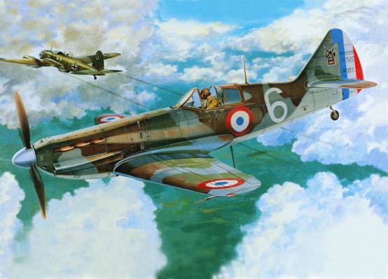 WW2。,艺术,飞机,战斗机,法国,BBC,法国,单身,D.520,Dewoitine