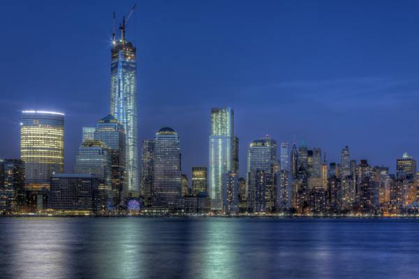 曼哈顿,纽约市,纽约市,自由塔,1世贸中心,世贸中心1,曼哈顿,夜景...
