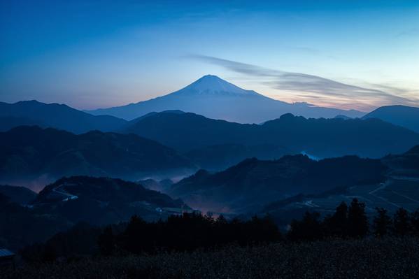 富士山,三月,阴霾,富士山,春天,日本