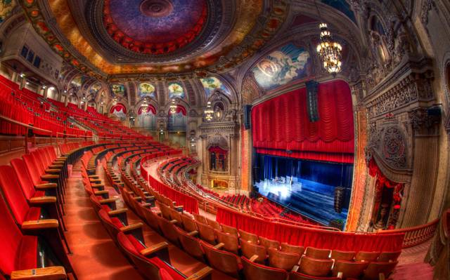 美,芝加哥,光,剧院,红色,现场,椅子,图纸