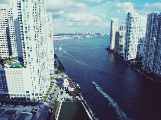 佛罗里达州,迈阿密,家,佛罗里达州,摩天大楼,水,船,副城,迈阿密,身高