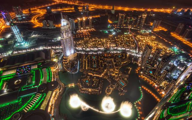 迪拜,摩天大楼,夜晚,迪拜,阿联酋,迪拜,这个城市