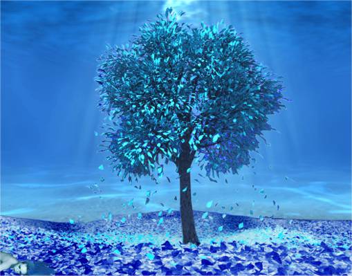 蓝色的叶子树插图高清壁纸