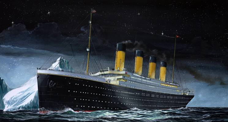 泰坦尼克号,客船,RMS泰坦尼克号,在旅途中,天空,泰坦尼克号,图,时间,夜,...