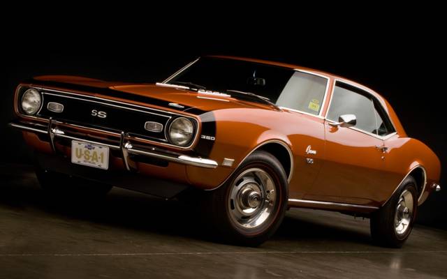肌肉车,背景,肌肉车,Camaro,1968年,雪佛兰,轿跑车,Camaro,橙色,前面,雪佛兰,350