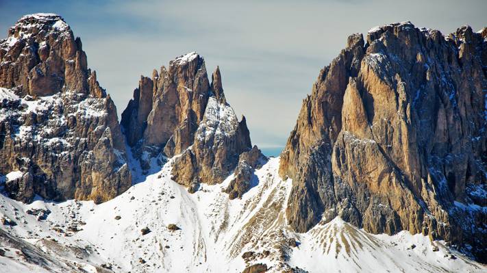 意大利南部阿尔卑斯山的多洛米蒂山,冬天