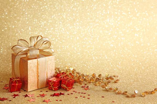 新年,蝴蝶结,盒子,礼物,磁带,新年,圣诞节,圣诞节,黄金,风景