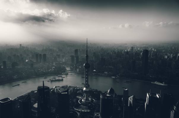 城市照片,上海HD墙纸鸟瞰图