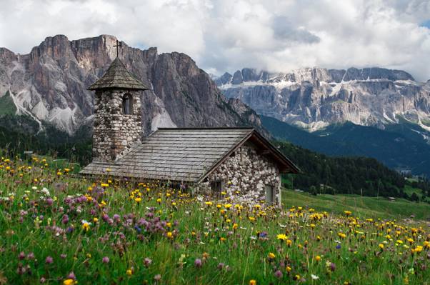 Seceda教堂,阿尔卑斯山,景观