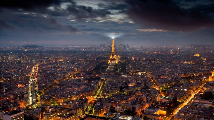 巴黎,夜晚,城市