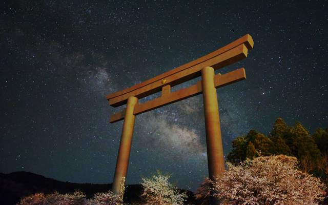 日本鸟居,银河,大门,景观,星星,日本