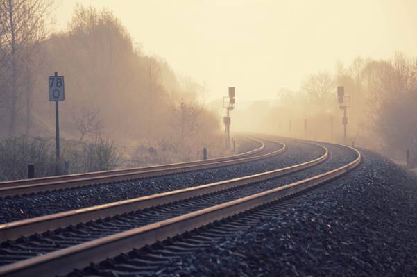 铁路,自然,雾