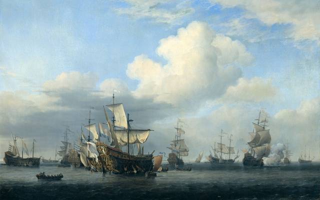 捕获的船舶经过四天的战斗,帆布,油,图片,威廉范德维尔德年轻