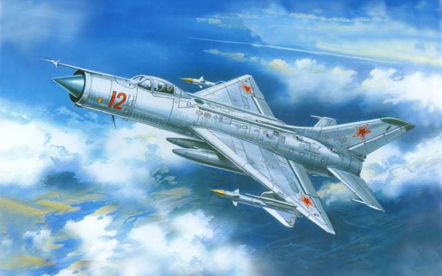 壁纸艺术,米格-21F,,战斗机,人物,OKB,米高扬和Gurevich,多用途,天空