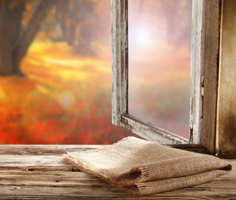 秋天,麻布,窗台,窗口