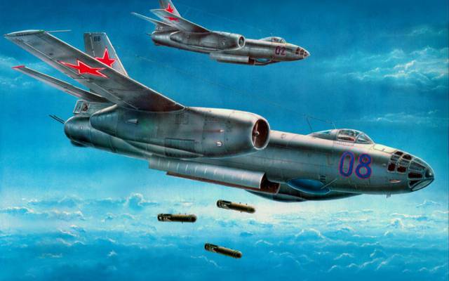 攻击,天空,Il-28,飞机,BBC,炸弹,轰炸机,俄罗斯,明星,航空