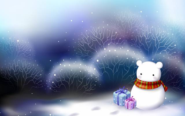 雪人,礼物,雪,艺术,圣诞节,白,新的一年,新的一年,圣诞节