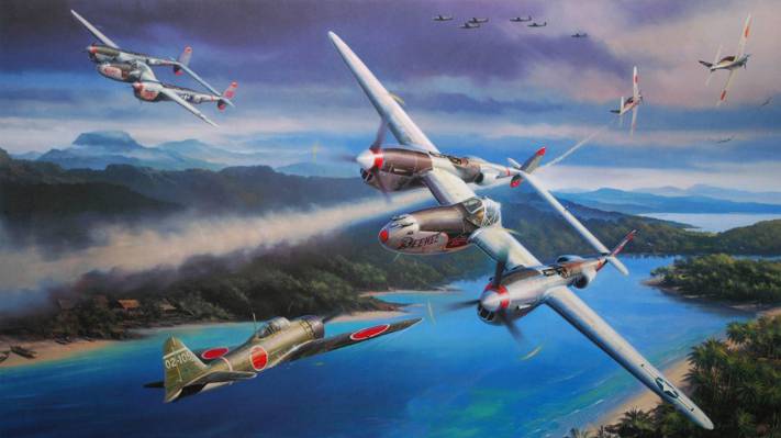 图,战争,尼古拉斯·特鲁贾,洛克希德P-38闪电,大洋洲