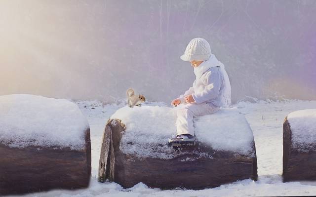 壁纸蛋白,雪,男孩,冬天