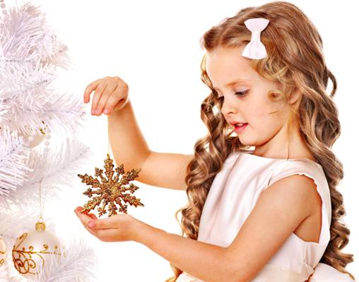 女孩,新年,雪花,假日,孩子,圣诞节,玩具,卷发,新年,圣诞节,树,圣诞节,黄金