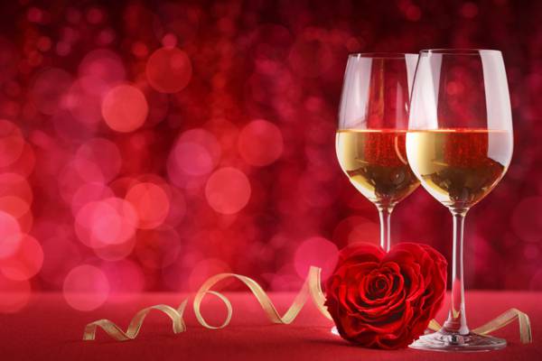 散景,背景,爱,眼镜,玫瑰,香槟,情人节那天,浪漫,红色