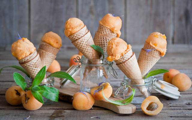 冰淇淋,罐子,杏子
