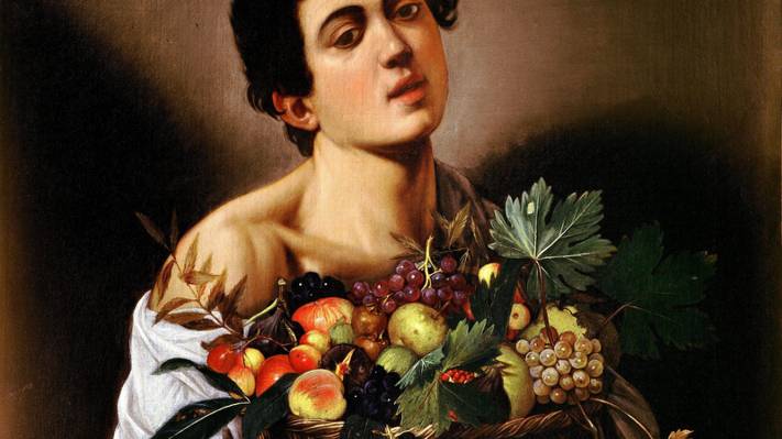 壁纸卡拉瓦乔,一篮水果,米开朗基罗的男孩Merisi da Caravaggio,图片,肖像