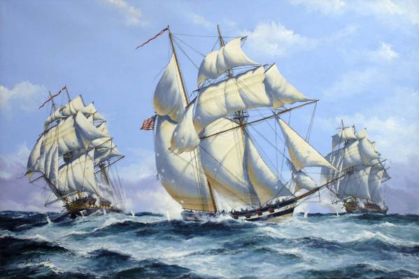 海军,拍摄,艺术,绘画,船舶,帆船,枪,海,约翰·边沁,波,战斗,艺术家