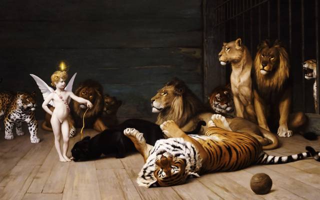 壁纸让 - 利昂杰罗姆,狮子座,爱征服者,老虎,图片,动物