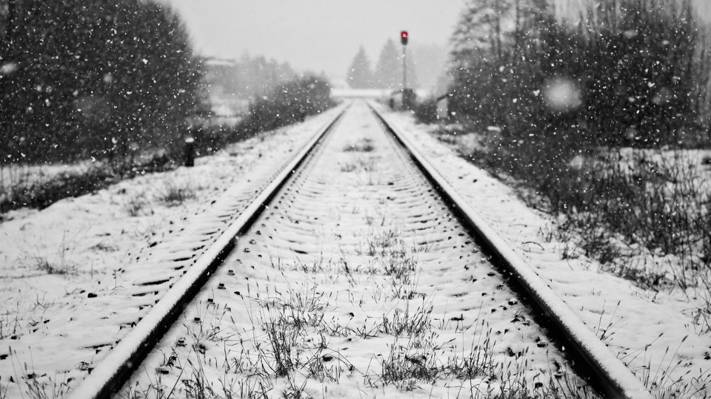 雪,铁轨,冬天