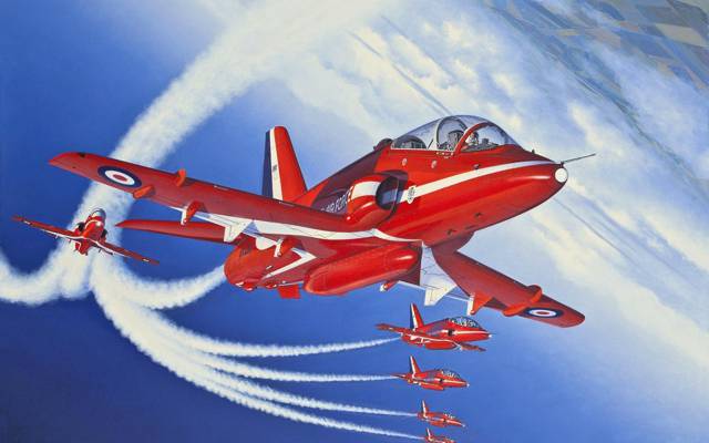 这架飞机,BAe HawkТ1,人物,英国,红色箭头,训练,皇家空军,红色...