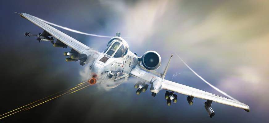 航空,Tankbuster,艺术,A-10,攻击,飞机