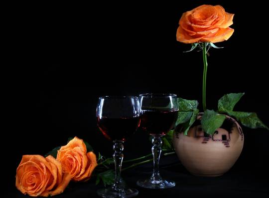 心情,酒,玫瑰,眼镜