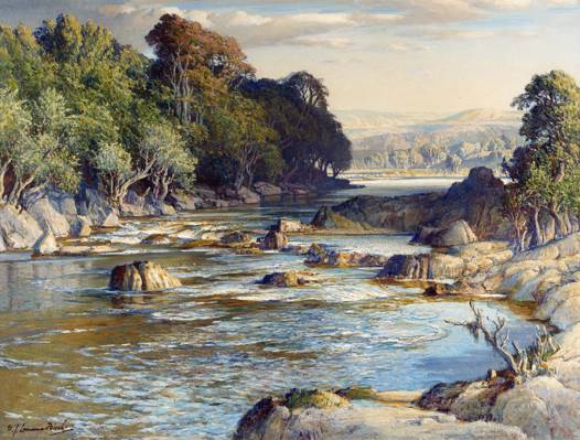 Spean岩石池,图片,山脉,树木,河流,风景,塞缪尔·伯奇