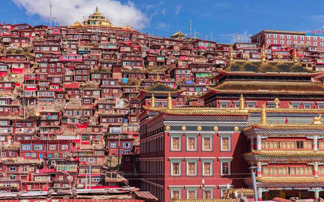 壁纸中国,西藏,四川的寺院,家,色达
